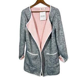 NEW! Helcarcii Heather Cardigan Pipe Trim Long Sleeve Casual Cozy Comfy Knit - M